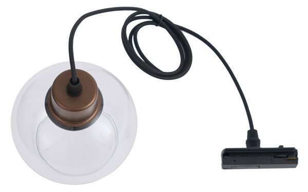 Lampada a sospensione moderna bronzo con vetro trasparente per sistema a binario monofase - Iconic Lava