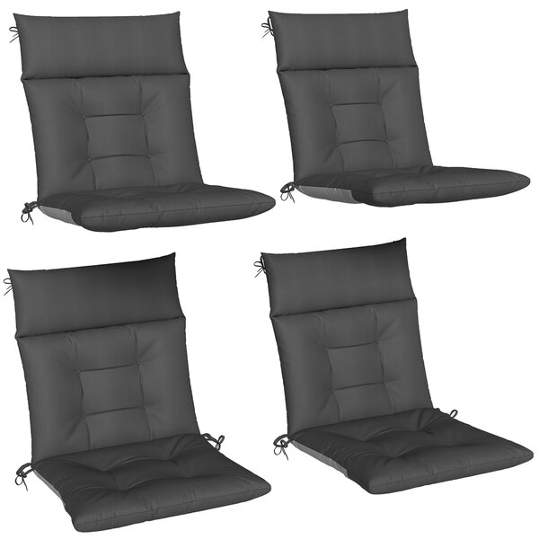Outsunny Set da 4 cuscini idrorepellenti antiscivolo con laccetti, Indoor Outdoor 111,5 x 53 x 8 cm Grigio scuro | Aosom Italy