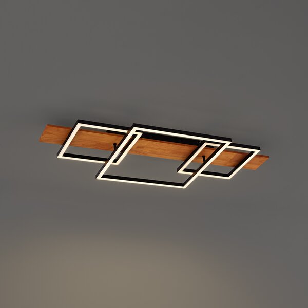 Plafoniera di design nera quadrata con LED dimmerabile a 3 livelli - Nimue