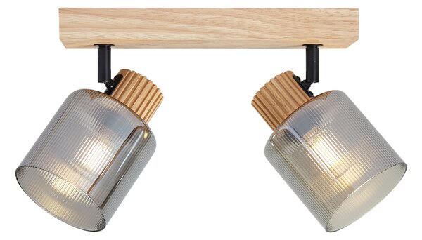 Faretto moderno in legno con vetro fumé 2 luci ruotabile e inclinabile - Gracy