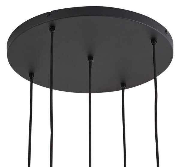 Lampada a sospensione di design nera con vetro fumé 5 luci - Ana