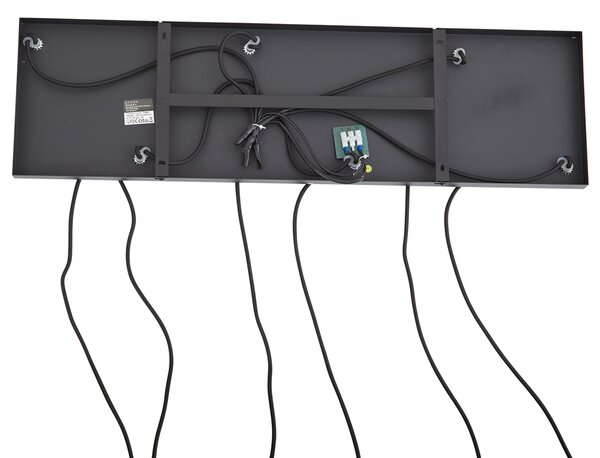 Lampada a sospensione di design nera con vetro fumé 6 luci - Ana