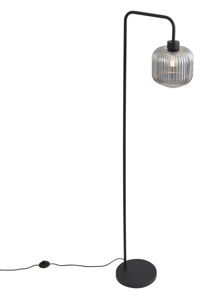 Lampada da terra di design nera con vetro fumé - Ana