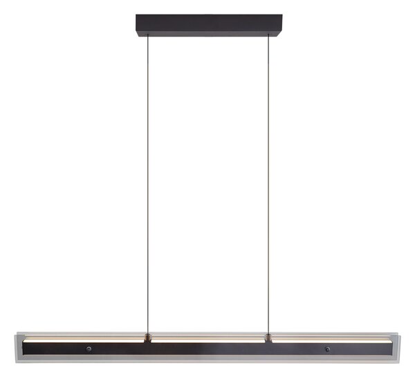 Lampada a sospensione moderna nera con vetro fumé con LED Easylift - Catch