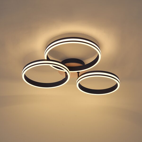 Plafoniera in legno con LED dimmerabile a 3 livelli 3 luci - Navara