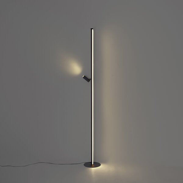 Lampada da terra di design nera con lampada da lettura con LED e dimmer touch - Throttle