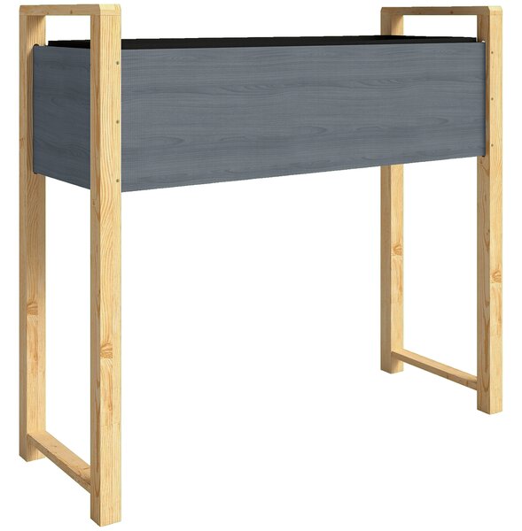 Outsunny Aiuola rialzata in legno massello, letto da piantare, serra primaverile, aiuola da giardino, fioriera per piante rampicanti e fiori 98x37x90 cm Grigio+Legno naturale | Aosom Italy