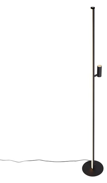Lampada da terra di design nera con lampada da lettura con LED e dimmer touch - Throttle