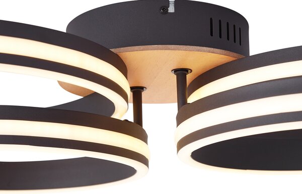 Plafoniera in legno con LED dimmerabile a 3 livelli 4 luci - Navara