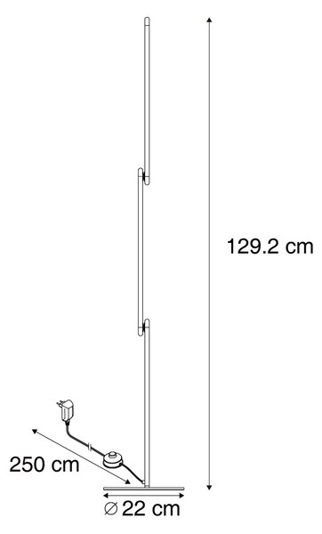 Lampada da terra di design nera con LED dimmerabile a 3 livelli - Gate