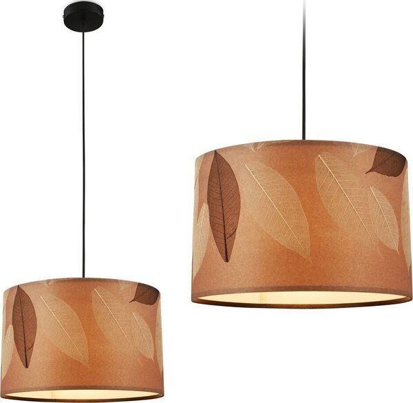 Lampada a sospensione Briloner Mata, decorazione a foglie, stile boho, attacco E27, colore caffè, Ø35 x 128 cm