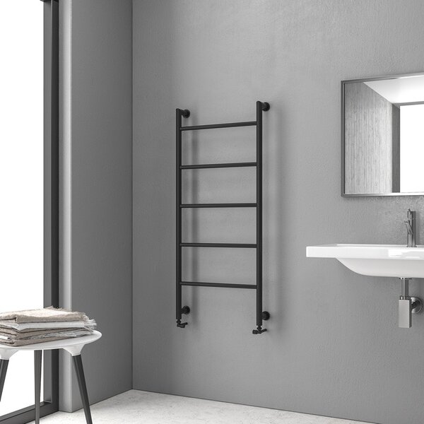 Kamalu termoarredo scalda salviette 1200x560mm colore nero opaco kam-d6012n