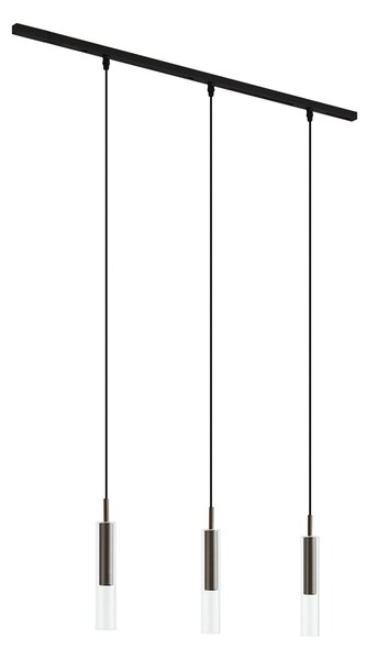Sistema di illuminazione a binario moderno nero con 3 lampade a sospensione bronzo scuro 1-Fase - Slimline Loyce