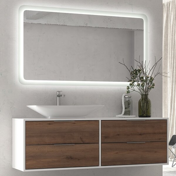 Specchio led 140x80 cm con cornice illuminante modello KA1400 - KAMALU