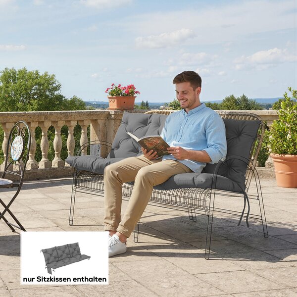 Outsunny Cuscino per panca idrorepellente antiscivolo Outdoor-Schaukelpolster mit Rückenlehne & Befestigungen 150 x 100 cm dunkelgrau | Aosom Italy