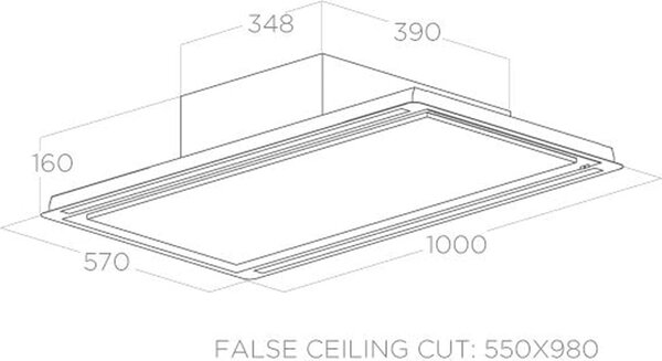 Elica Cappa Cucina Aspirante Incasso a Soffitto Larghezza 100 cm Classe A colore Bianco - PRF0167044