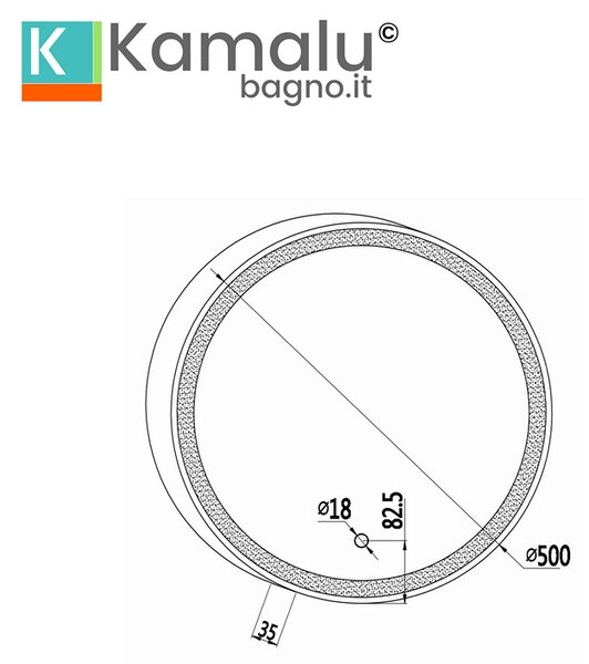 Specchio bagno led rotondo Ø50 cm con laccio colore nero KANA-50 - KAMALU