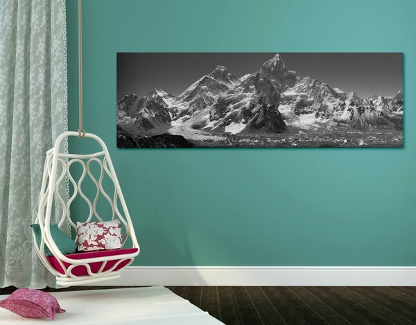Quadro su tela – Magnifica cima di montagna in bianco e nero