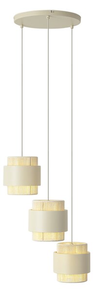 Lampada a sospensione moderna beige con corda a 3 luci - Kora