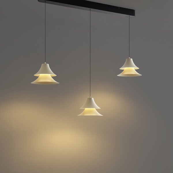 Lampada a sospensione nera con beige con LED dimmerabile a 3 livelli 3 luci Easylift - Witch