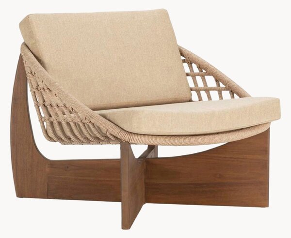 Poltrona da giardino in legno di teak con imbottitura Nathalie