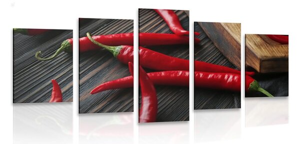 Quadri 5 pezzi – Tavola con peperoncini