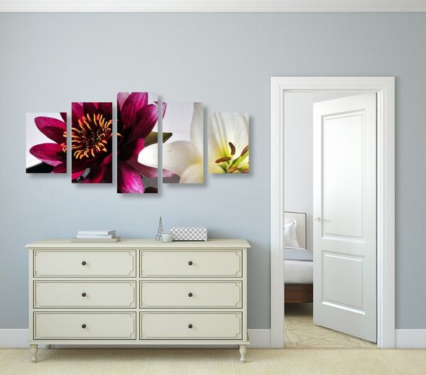 Quadri 5 pezzi – Fiori in ciotola