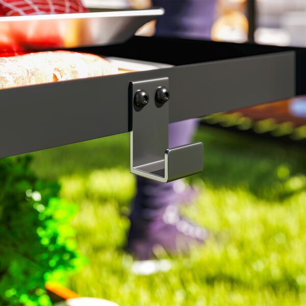 Outsunny Carrello grill 3 livelli con piano di lavoro, ripiani, ganci, ruote, acciaio inox 102x50x81cm Grigio carbone | Aosom Italy
