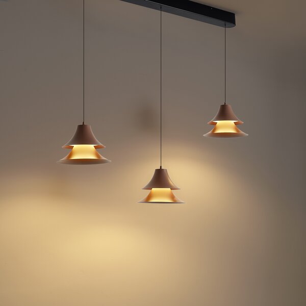 Lampada a sospensione nera con moka incl. LED dimmerabile a 3 livelli 3 luci Easylift - Witch