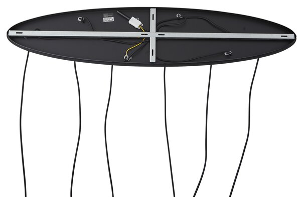 Lampada a sospensione nera con vetro ambrato, fumé e trasparente a 6 luci - Elena