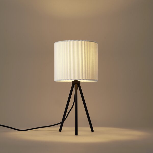 Lampada da tavolo moderna bianca con paralume in velluto - Luz