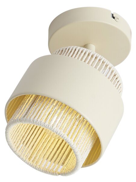 Faretto moderno beige con corda, ruotabile e inclinabile - Kora