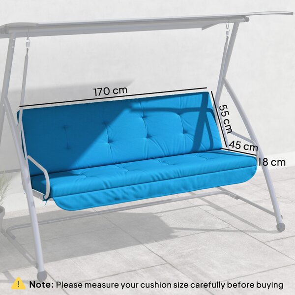 Outsunny Set cuscini per dondolo Hollywood 170 cm Cuscino seduta Copri-dondolo Imbottitura per giardino Cuscino schienale Cuscino laterale Blu | Aosom Italy