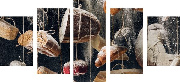 Quadri 5 pezzi – Pane appeso a una corda