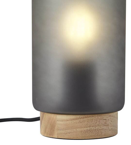 Lampada da tavolo moderna in legno con vetro grigio opaco - Umbra