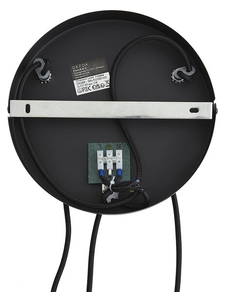 Lampada a sospensione moderna nera con legno e vetro grigio opaco a 3 luci - Umbra