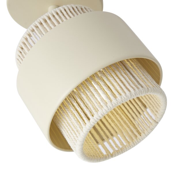 Faretto moderno beige con corda, ruotabile e inclinabile - Kora