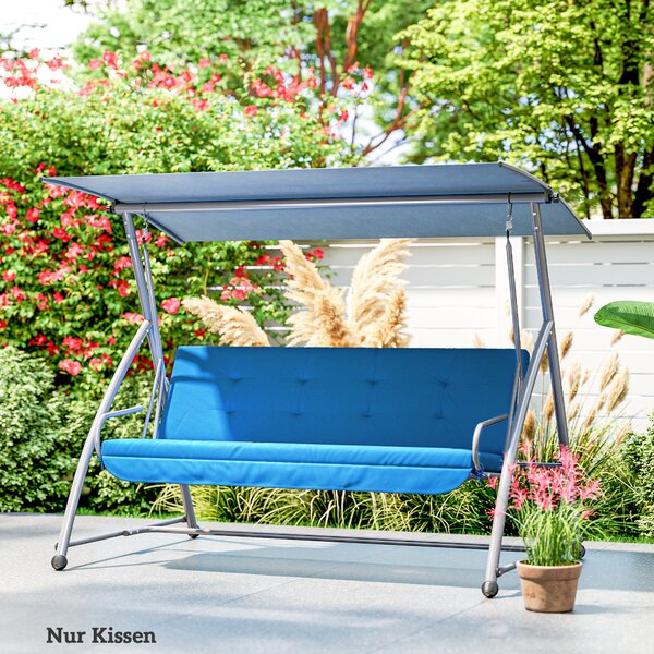 Outsunny Set cuscini per dondolo Hollywood 170 cm Cuscino seduta Copri-dondolo Imbottitura per giardino Cuscino schienale Cuscino laterale Blu | Aosom Italy