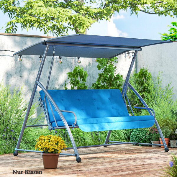 Outsunny Set cuscini per dondolo Hollywood 170 cm Cuscino seduta Copri-dondolo Imbottitura per giardino Cuscino schienale Cuscino laterale Blu | Aosom Italy