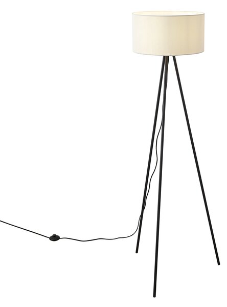 Lampada da terra moderna a treppiede bianca con paralume in velluto - Luz