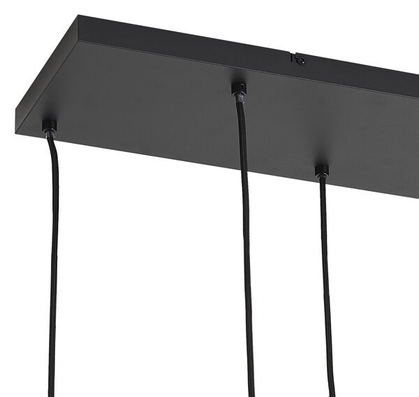 Lampada a sospensione moderna nera con legno e vetro grigio opaco a 6 luci - Umbra