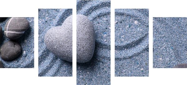 Quadri 5 pezzi – Cuore di pietra su sfondo sabbioso