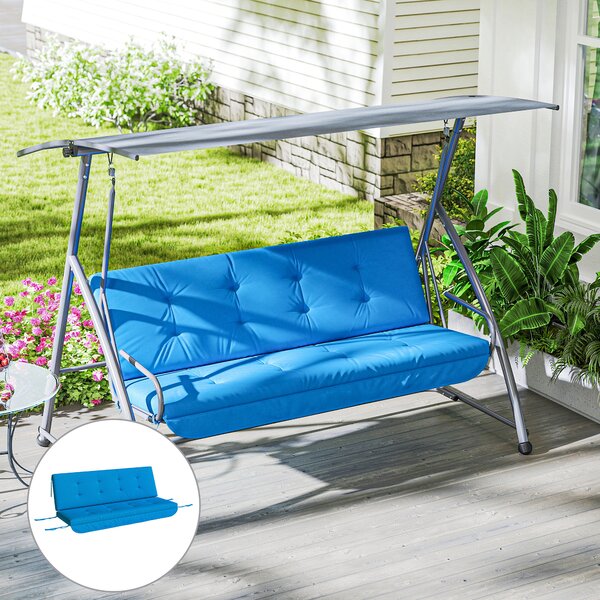 Outsunny Set cuscini per dondolo Hollywood 170 cm Cuscino seduta Copri-dondolo Imbottitura per giardino Cuscino schienale Cuscino laterale Blu | Aosom Italy