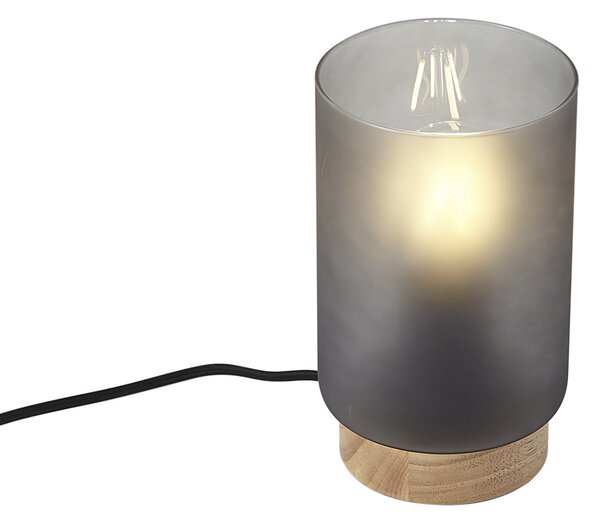 Lampada da tavolo moderna in legno con vetro grigio opaco - Umbra