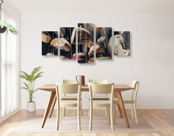 Quadri 5 pezzi – Pane appeso a una corda
