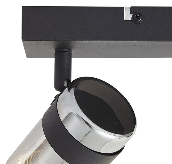Faretto da soffitto nero con vetro fumé 3 luci orientabile e inclinabile - Gianni
