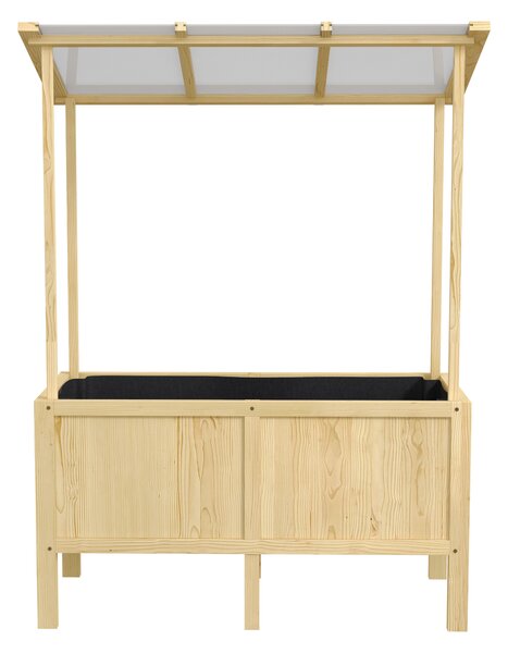 Outsunny Letto rialzato con tetto, fori di drenaggio, fodera in tessuto non tessuto, resistente alle intemperie, legno di abete, 110x60x152 cm | Aosom Italy