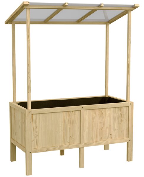 Outsunny Letto rialzato con tetto, fori di drenaggio, fodera in tessuto non tessuto, resistente alle intemperie, legno di abete, 110x60x152 cm | Aosom Italy
