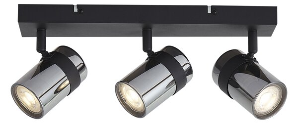 Faretto da soffitto nero con vetro fumé 3 luci orientabile e inclinabile - Gianni