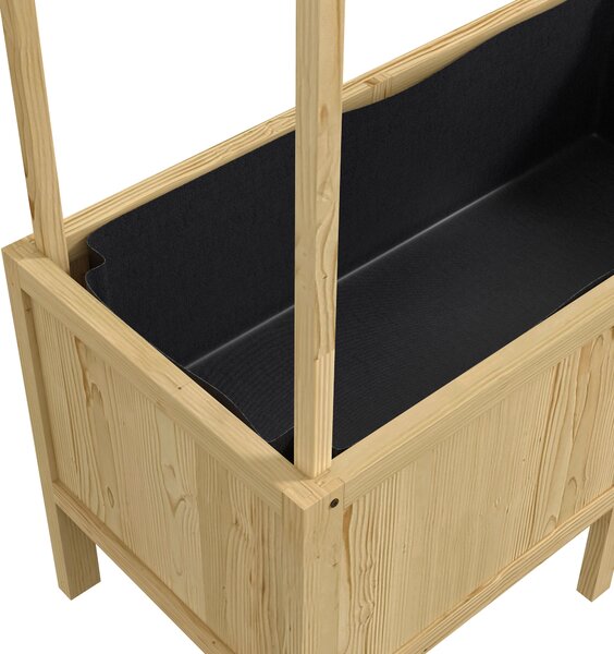 Outsunny Letto rialzato con tetto, fori di drenaggio, fodera in tessuto non tessuto, resistente alle intemperie, legno di abete, 110x60x152 cm | Aosom Italy
